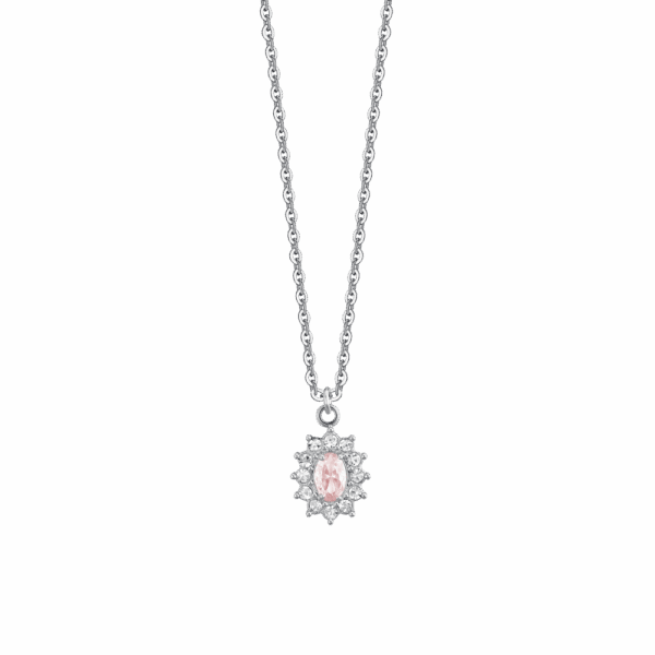 Collana donna in acciaio con cristalli e zircone rosa - immagine 3