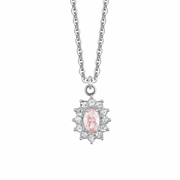 Collana donna in acciaio con cristalli e zircone rosa - immagine 2