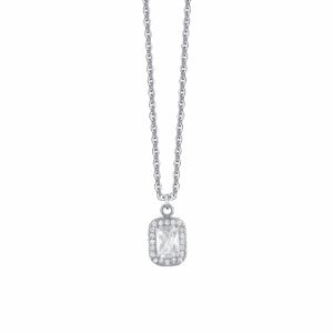 Collana donna in acciaio con cristalli e zircone