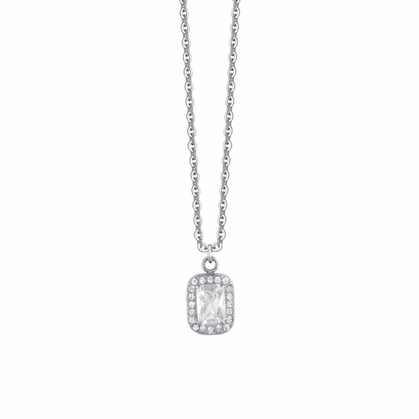Collana donna in acciaio con cristalli e zircone