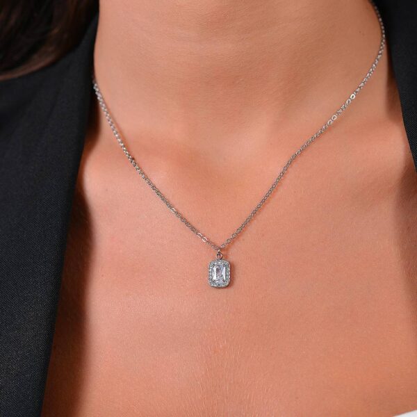 Collana donna in acciaio con cristalli e zircone - immagine 3