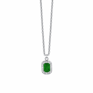 Collana donna in acciaio con cristalli e zircone verde