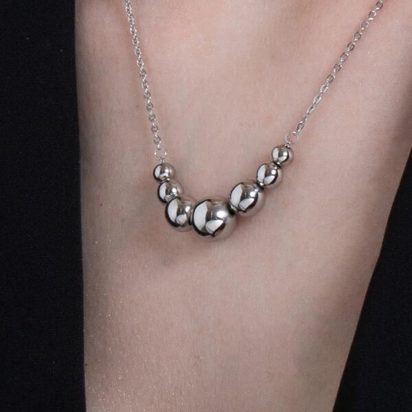 Collana donna in acciaio e sfere