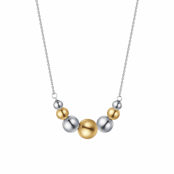 Collana donna in acciaio e IP gold e sfere - immagine 3
