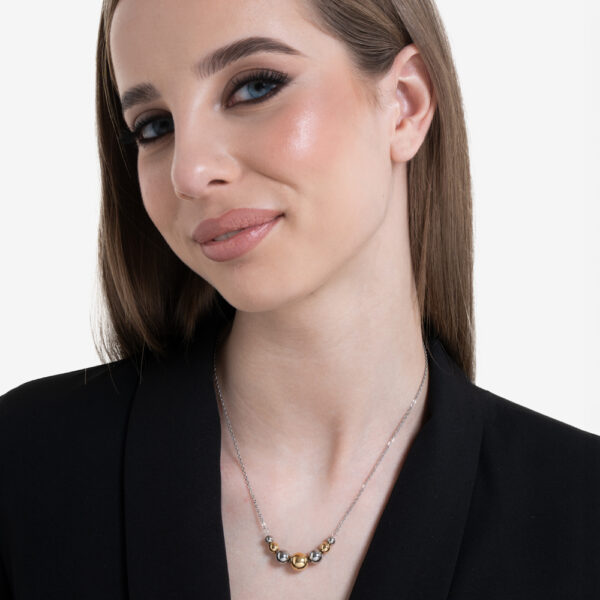 Collana donna in acciaio e IP gold e sfere - immagine 2