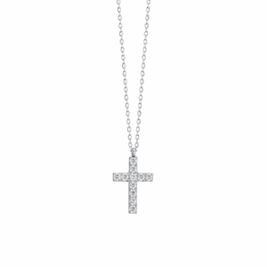 Collana donna in acciaio con croce e zirconi