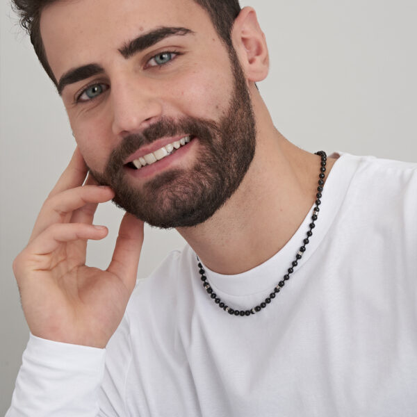 Collana uomo in acciaio nero con elementi - immagine 5