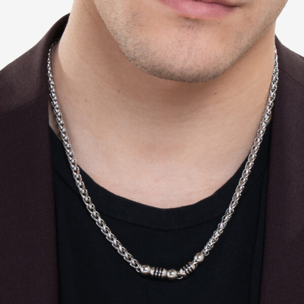 Collana uomo in acciaio con elementi - immagine 3