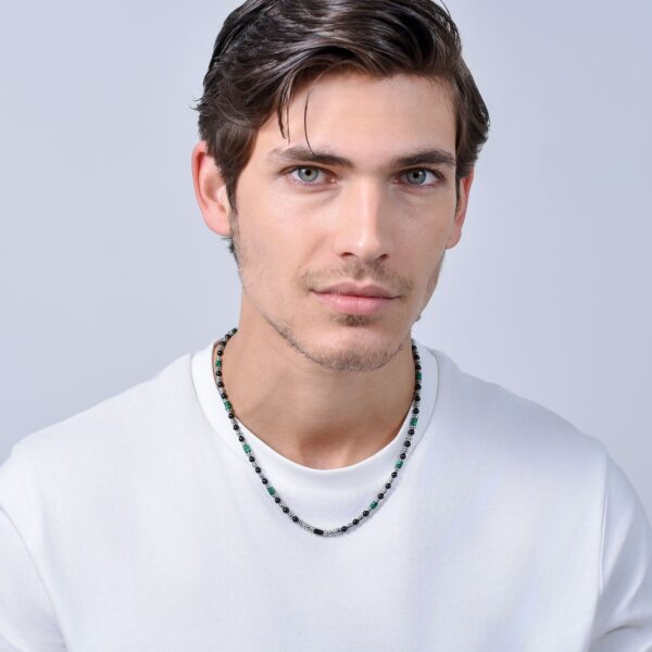 Collana uomo in acciaio con agata nera - immagine 5