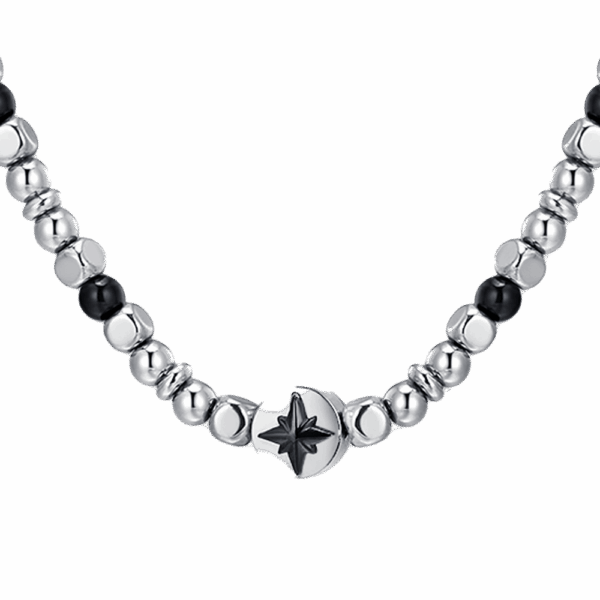 Collana uomo in acciaio con rosa dei venti IP nero - immagine 4