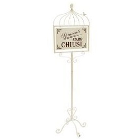Cartello Aperto/Chiuso in ferro bianco shabby