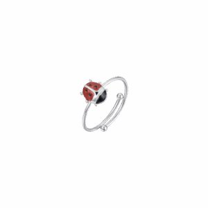 Anello bambina regolabile in acciaio con coccinella