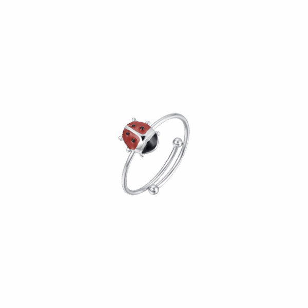 Anello bambina regolabile in acciaio con coccinella