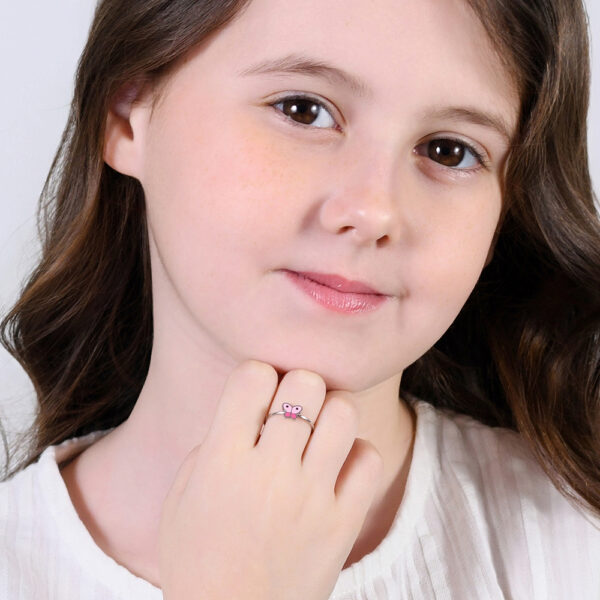 Anello bambina regolabile in acciaio con farfalla - immagine 3