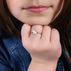 Anello bambina regolabile in acciaio con unicorno