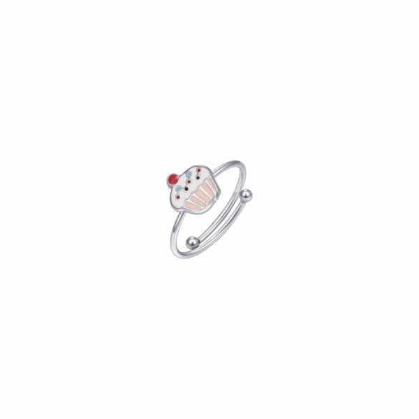 Anello bambina regolabile in acciaio con cupcake