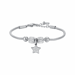 Bracciale bambina in acciaio con stella e cristalli