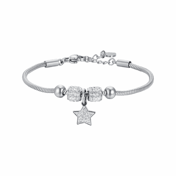 Bracciale bambina in acciaio con stella e cristalli