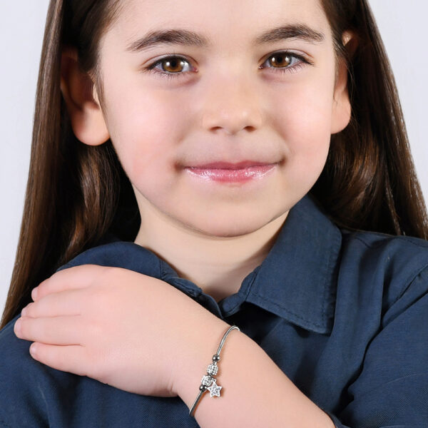 Bracciale bambina in acciaio con stella e cristalli - immagine 5