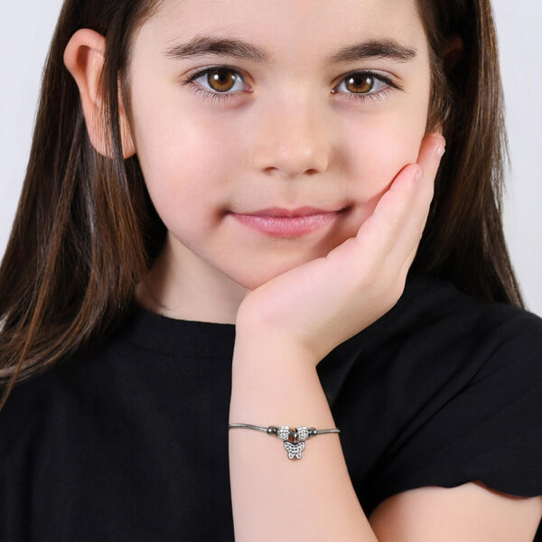 Bracciale bambina in acciaio con farfalla e cristalli - immagine 5