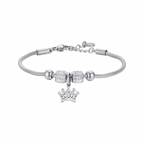 Bracciale bambina in acciaio con corona e cristalli - immagine 2