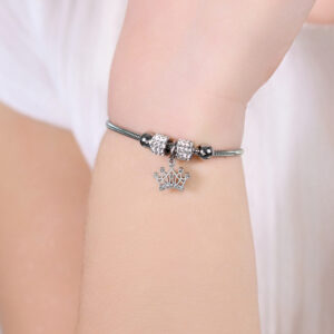 Bracciale bambina in acciaio con corona e cristalli