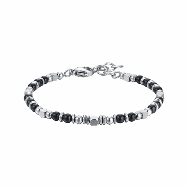 Bracciale bambino in acciaio con pietre nere e grigie - immagine 4