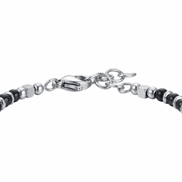 Bracciale bambino in acciaio con pietre nere e grigie - immagine 5