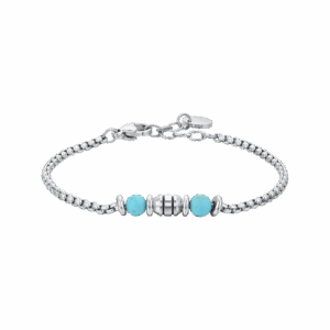 Bracciale bambino in acciaio con pietre turchesi