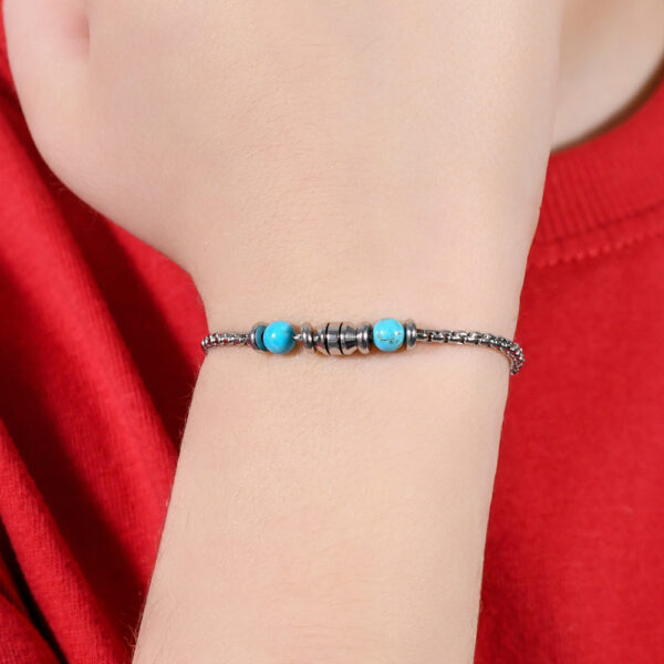 Bracciale bambino in acciaio con pietre turchesi - immagine 5