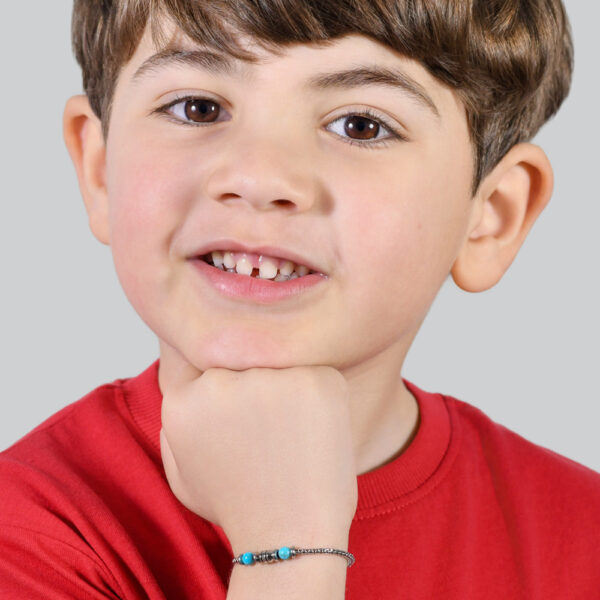 Bracciale bambino in acciaio con pietre turchesi - immagine 6