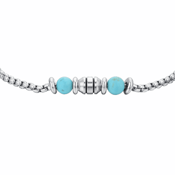 Bracciale bambino in acciaio con pietre turchesi - immagine 3