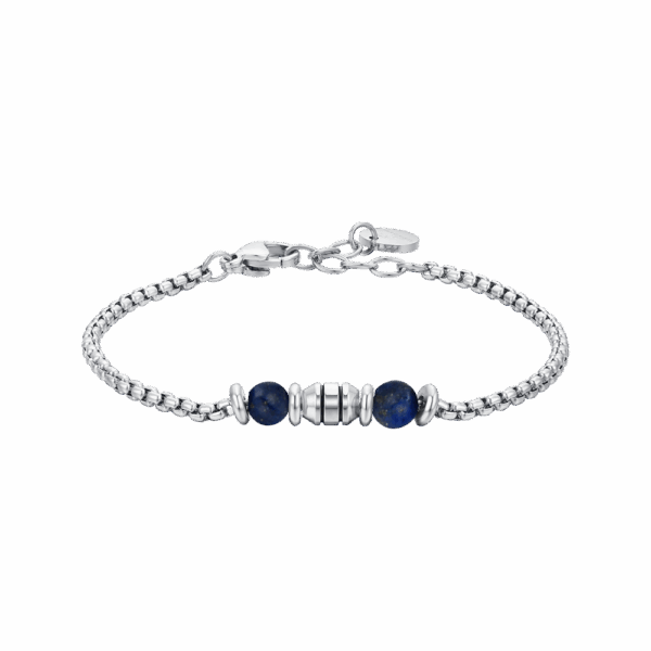 Bracciale bambino in acciaio con pietre blu - immagine 4