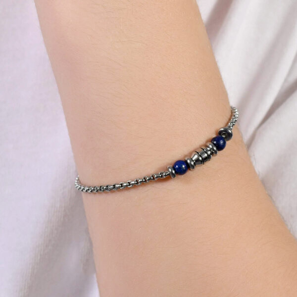 Bracciale bambino in acciaio con pietre blu