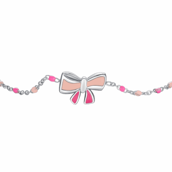 Bracciale bambina in acciaio con fiocco e pietre colorate - immagine 4