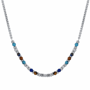 Collana bambino in acciaio con pietre multicolor