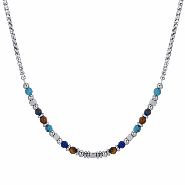 Collana bambino in acciaio con pietre multicolor