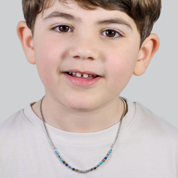 Collana bambino in acciaio con pietre multicolor - immagine 3