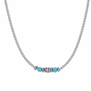 Collana bambino in acciaio con pietre turchesi