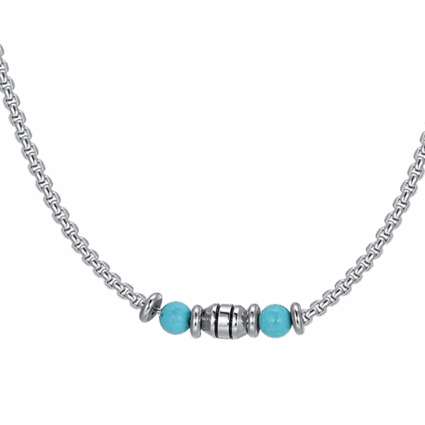 Collana bambino in acciaio con pietre turchesi - immagine 5