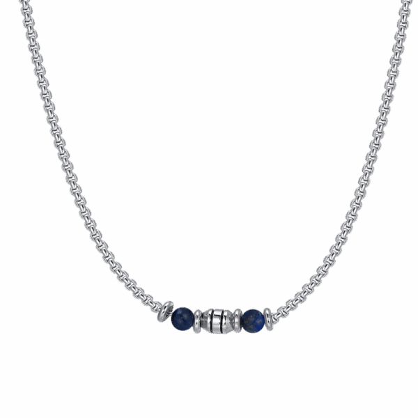 Collana bambino in acciaio con pietre blu - immagine 3