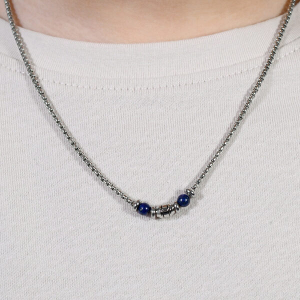 Collana bambino in acciaio con pietre blu - immagine 4