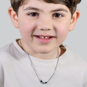Collana bambino in acciaio con pietre blu