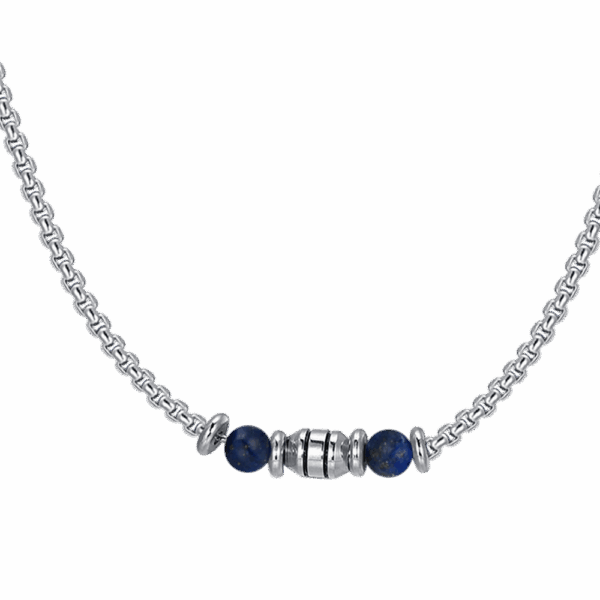Collana bambino in acciaio con pietre blu - immagine 2