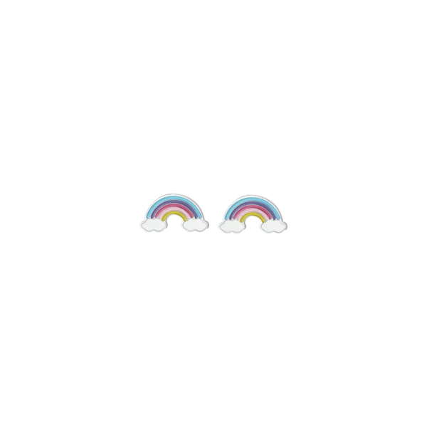 Orecchini bambina in acciaio con arcobaleno