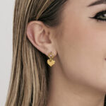 Orecchini donna in acciaio Ip gold con cuore - immagine 3