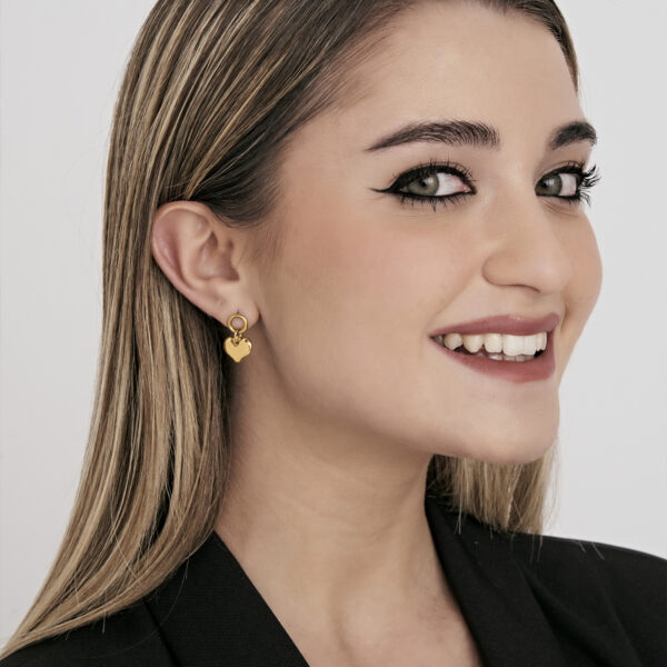 Orecchini donna in acciaio Ip gold con cuore - immagine 4