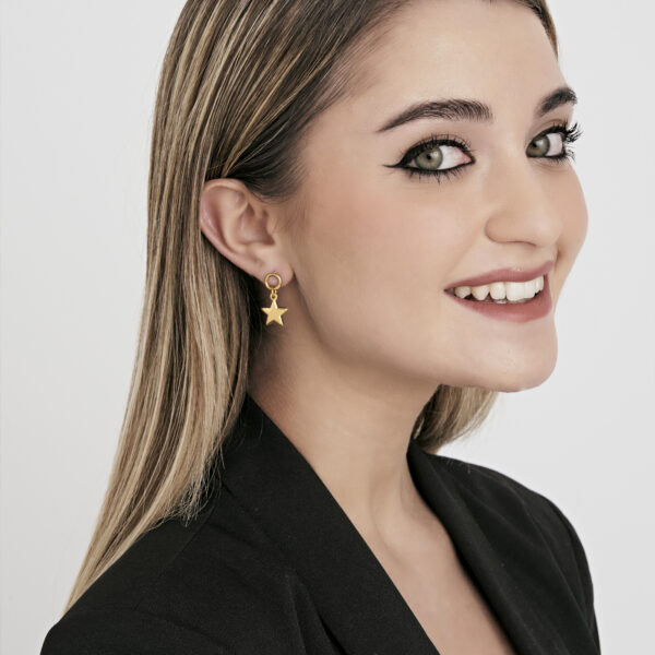 Orecchini donna in acciaio Ip gold con stella - immagine 3