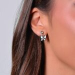 Orecchini donna in acciaio con farfalla e zircone - immagine 3