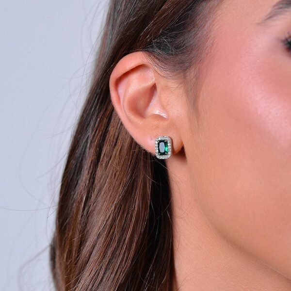 Orecchini donna in acciaio con cristalli e zircone verde - immagine 3